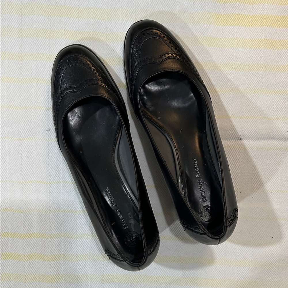 Etienne Aigner Women’s Black Leather Loafers, size 7, EUC - Picture 1 of 6
